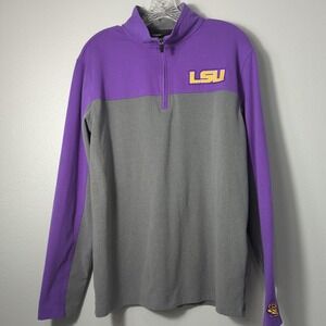 Captivating Appeal LSU Tigers  Medium Purple & Gray Fleece 1/4 Zip Lg Sleeve 118